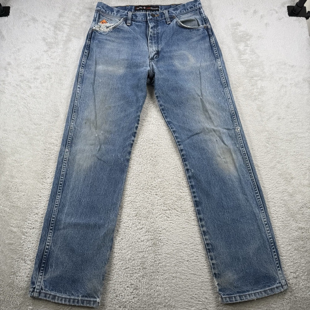 Wrangler FR Jeans Men 33x32 (Fit 31x30) 13 Original Denim Flame Resistant Work